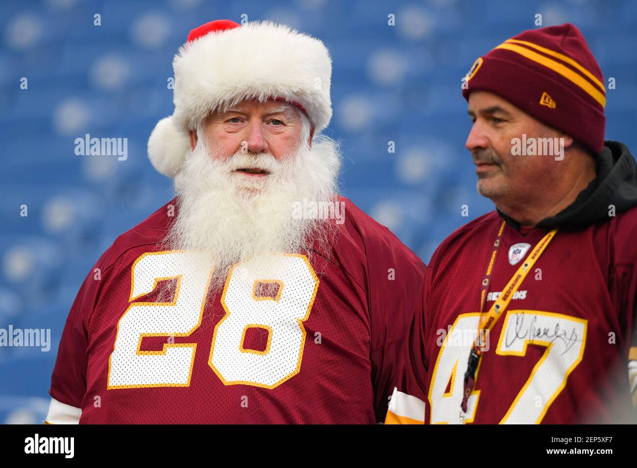 A Washington Redskins' fan wearing a 