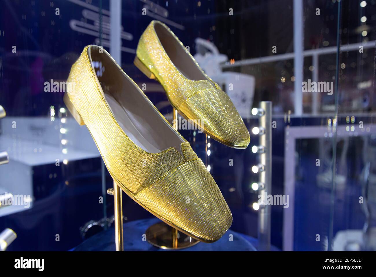 Copy of the shoes that designed by Jimmy Choo for Diana, Princess of Wales,  are exhibited at the second China International Import Expo (CIIE) at  National Exhibition and Convention Center (Shanghai) in