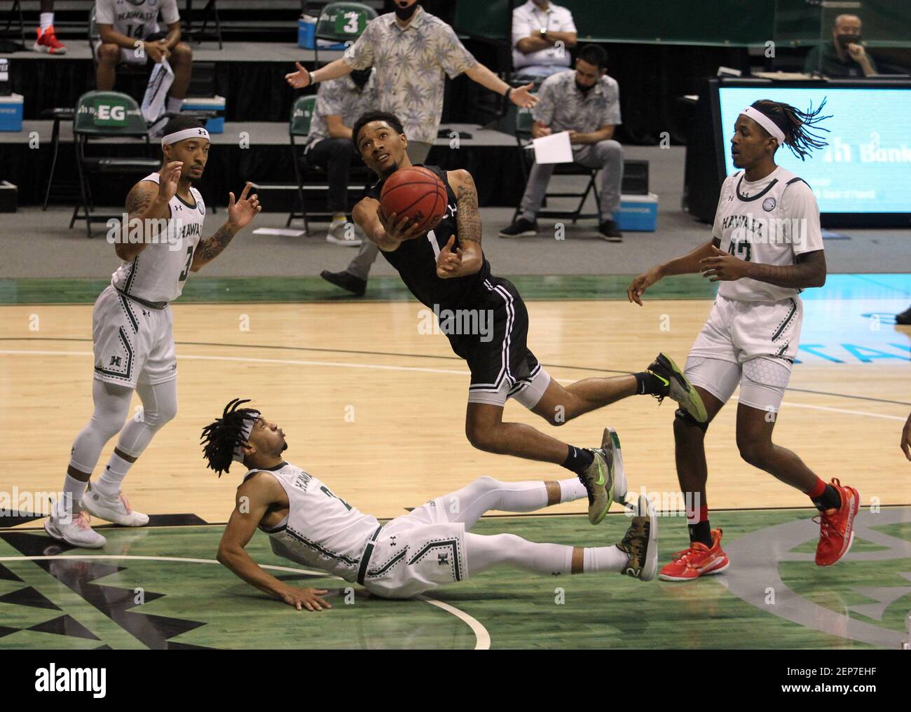 February 26, 2021 A nonshooting foul was called on Hawaii Rainbow