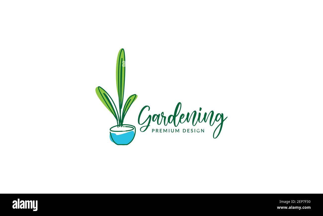 decorative plant lines art abstract gardening plant logo design vector icon symbol graphic