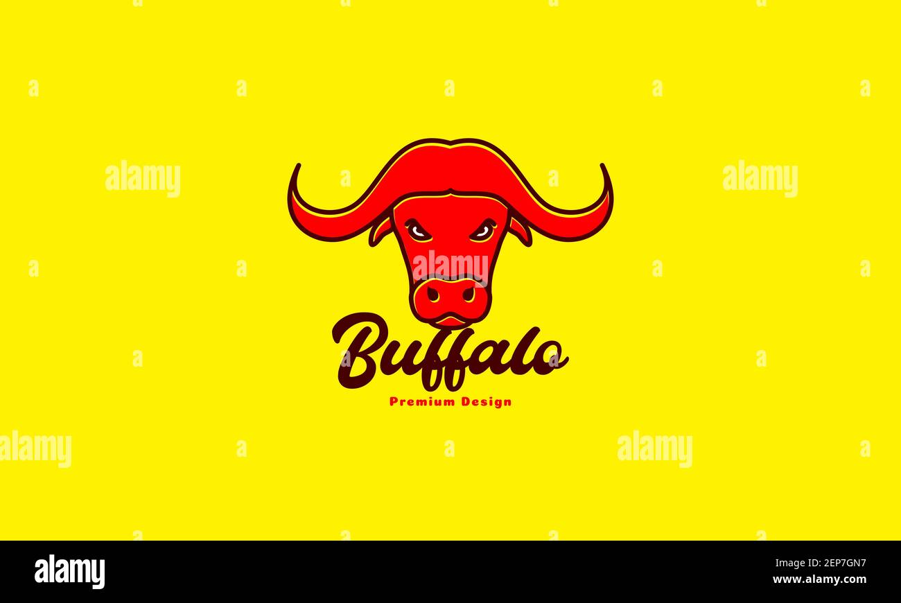 buffalo head red modern strong logo design vector icon symbol graphic ...