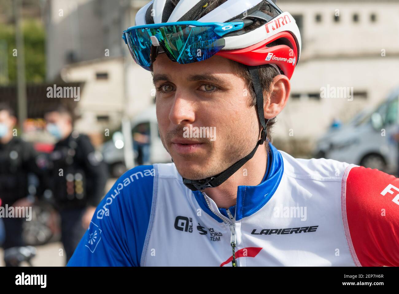 Portrait de Rudy Mollard de l'equipe Groupama FDJ avant le depart de la  premieère etape du Tour du var 2021. Biot, France, 19 fevrier 2021 Stock  Photo - Alamy
