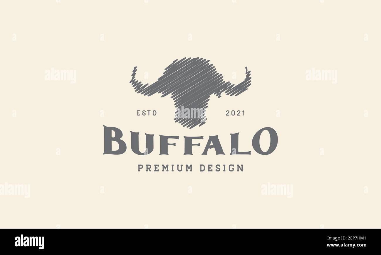 buffalo head Doodle logo design vector icon symbol graphic illustration ...
