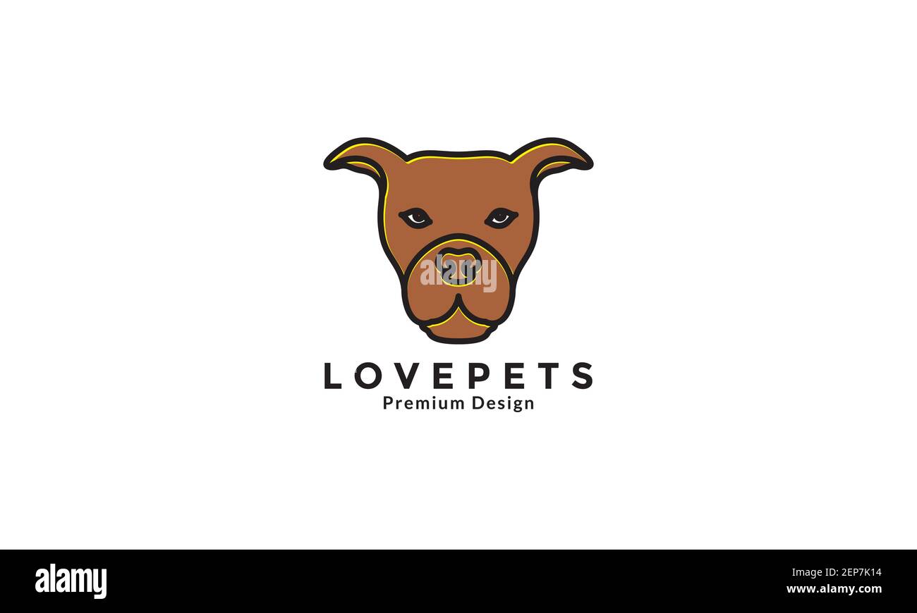 animal pets dog American Staffordshire Terrier head brown logo design vector icon symbol graphic illustration Stock Vector