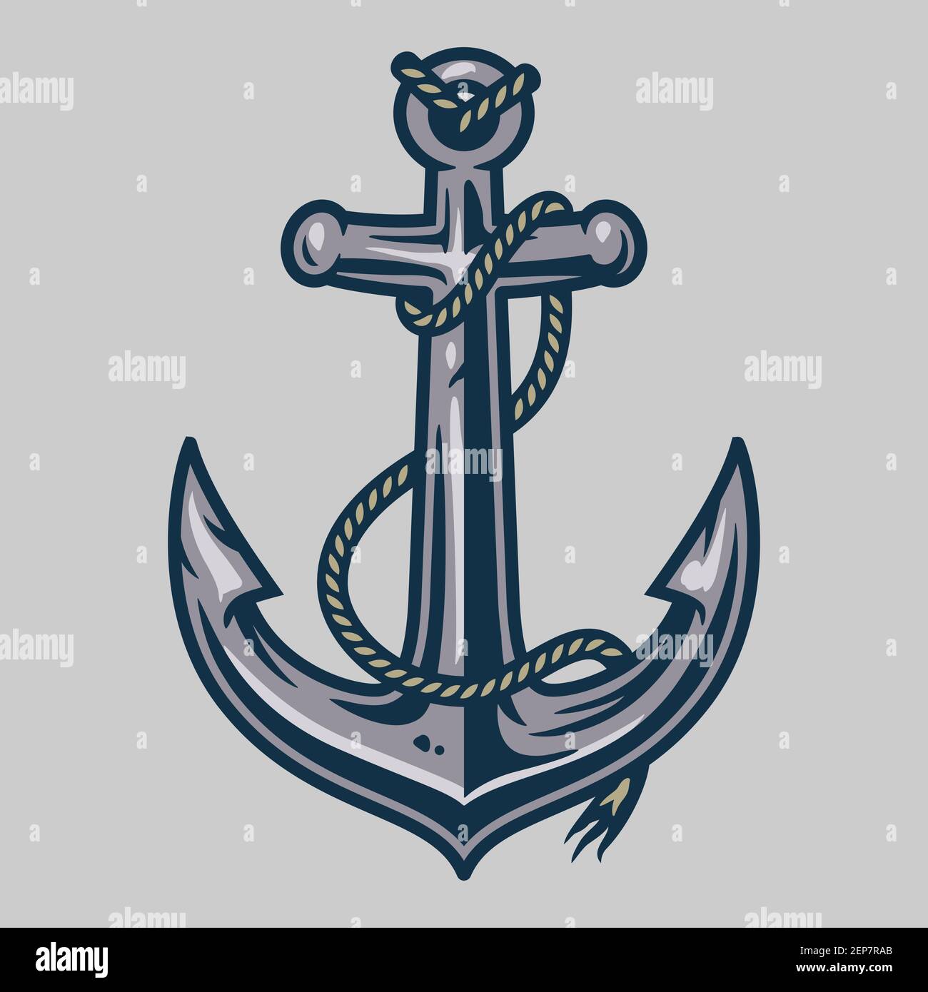 Nautical ship anchor isolated white background. Vector illustration for marine design Stock