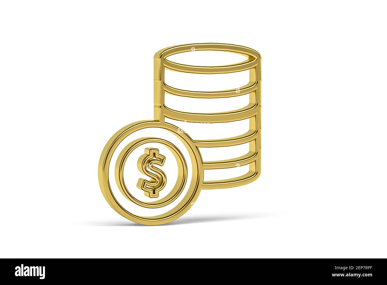 Golden 3d coins stack icon isolated on white background - 3D render ...