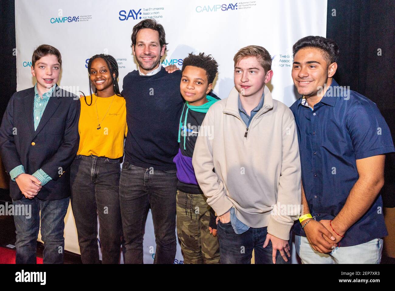 Paul Rudd and a group of young people at his AllStar Bowling Benefit