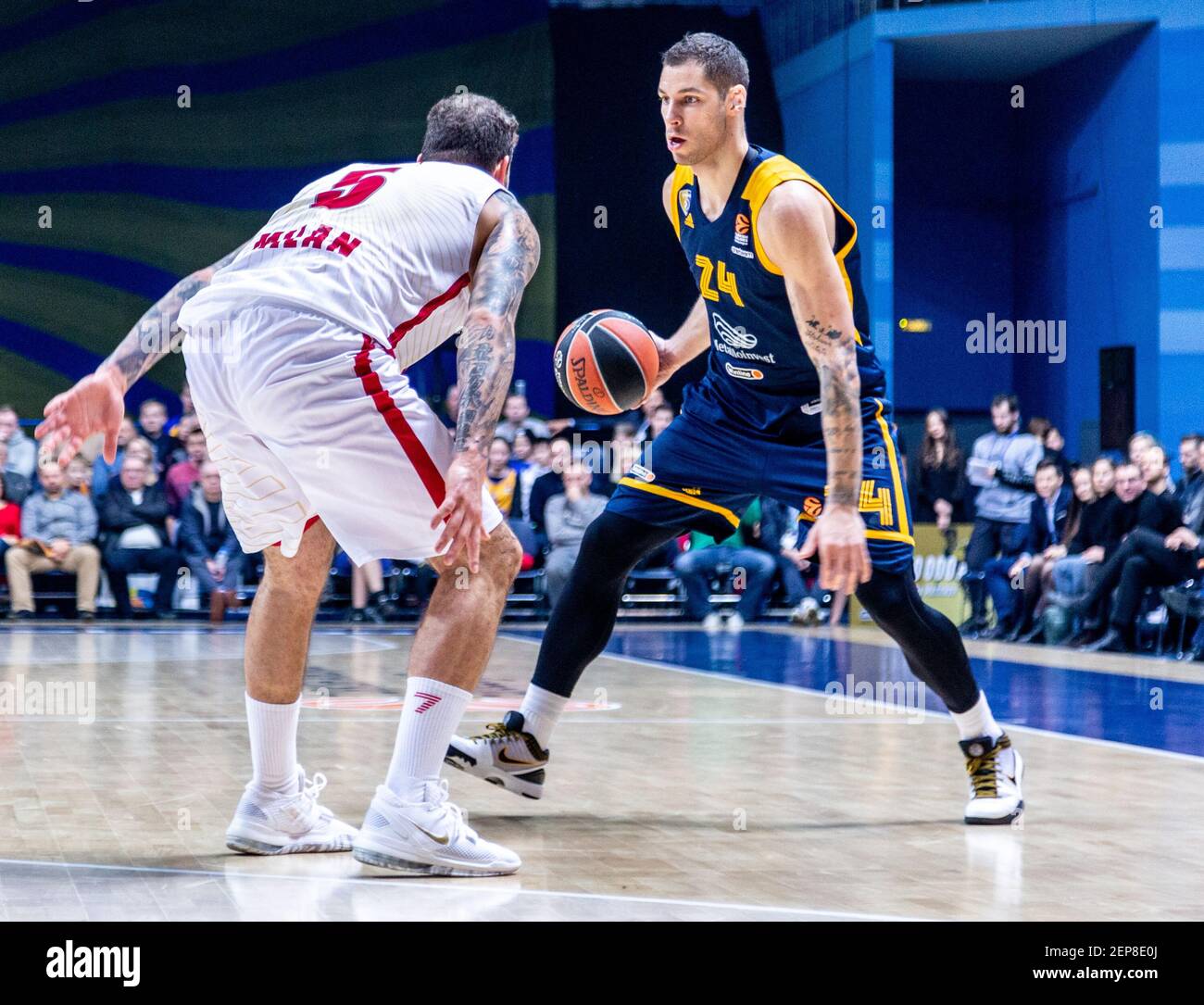 24 Stefan Jovic of Khimki Moscow seen in action against AX Armani Exchange  Milan during the round 8 match in the Turkish Airlines Euroleague. (Final  score; Khimki Moscow won 87:79 AX Armani