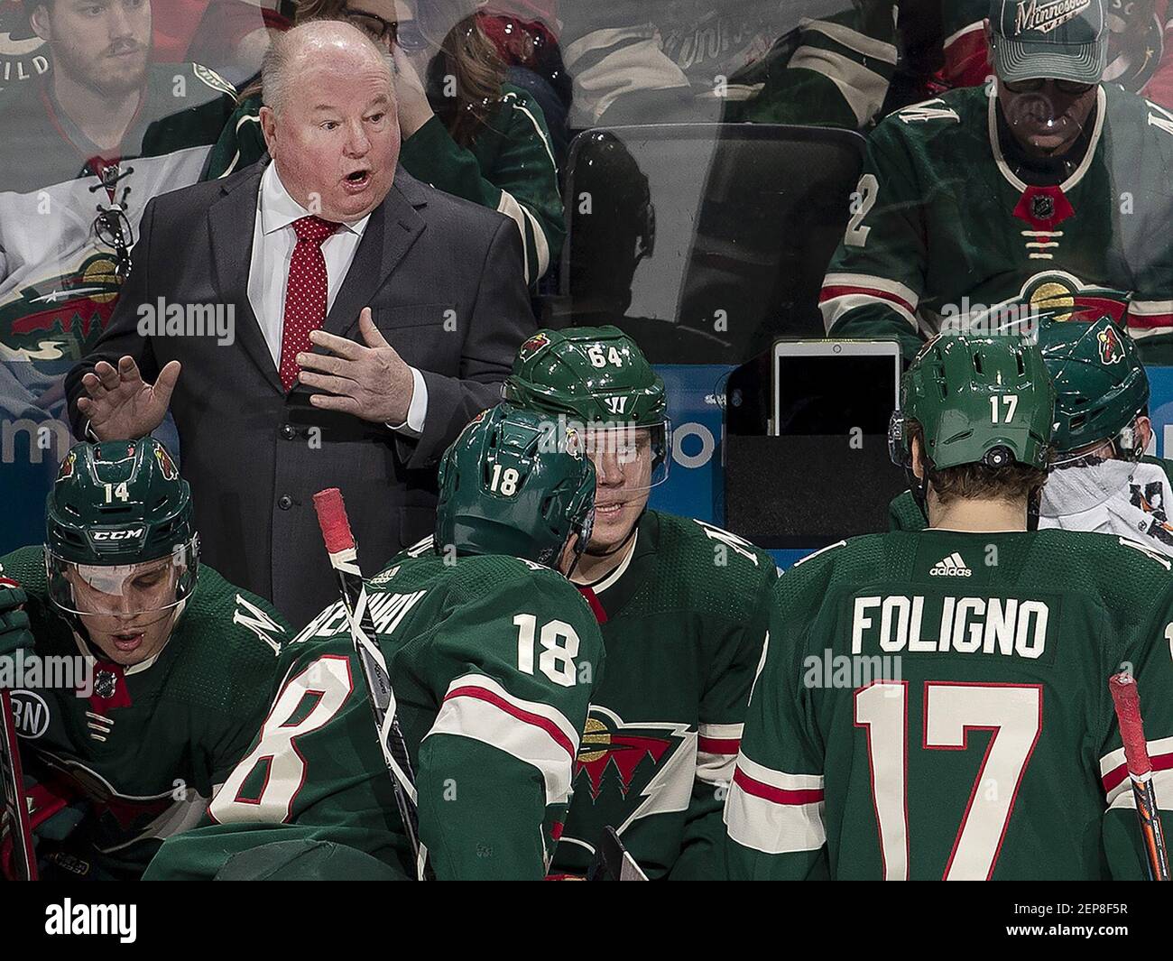 Minnesota Wild head coach Bruce Boudreau, here in a January 2019 file image, posted a 3-2 win against the visiting Arizona Coyotes on Thursday, Nov. 14, 2019. (Carlos Gonzalez/Minneapolis Star Tribune/TNS) Stock Photo
