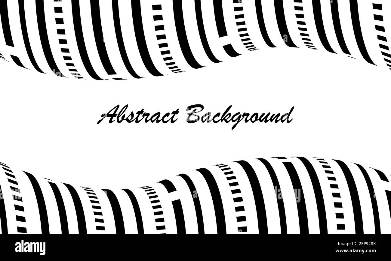 Abstract background with striped shapes. Black and white vector ...