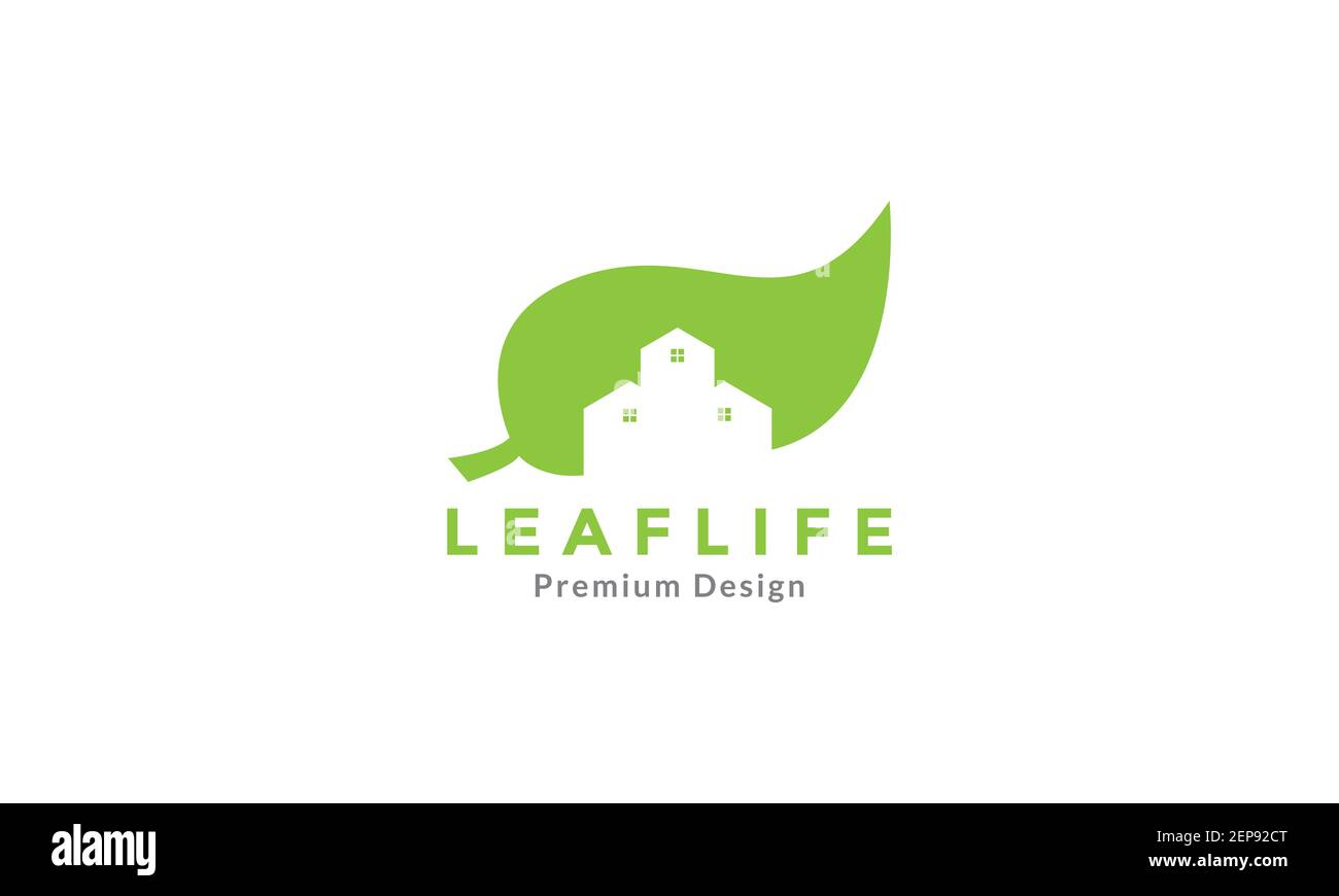 housing nature with leaf green logo design vector icon symbol ...