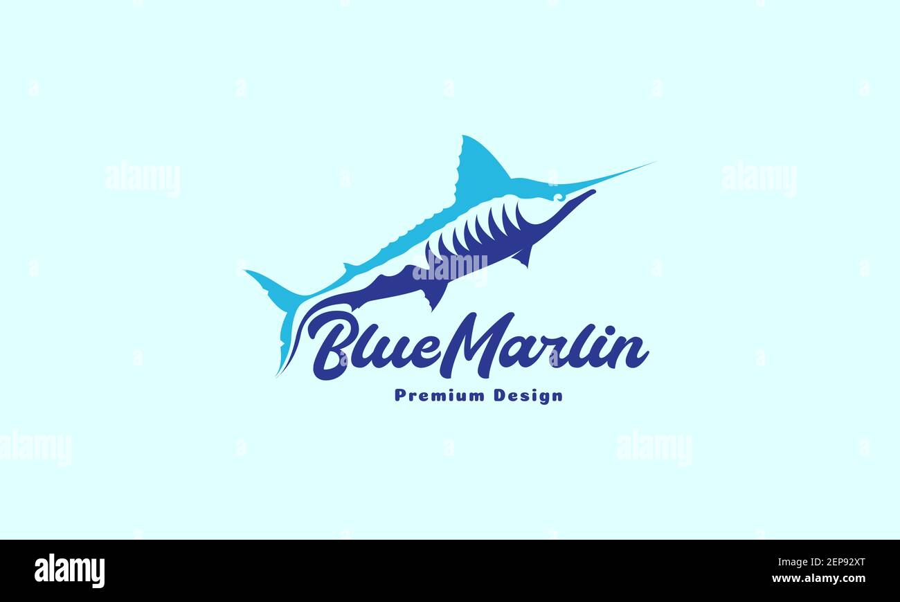 abstract modern fish sea blue marlin logo design vector icon symbol illustration Stock Vector