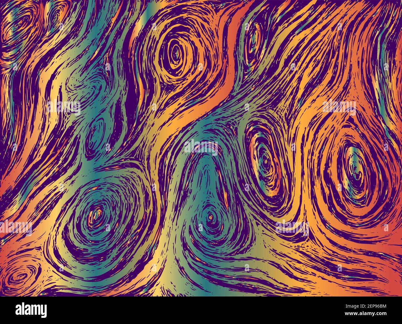 Psychedelic abstract waves decorative texture. Vector hand drawn ...