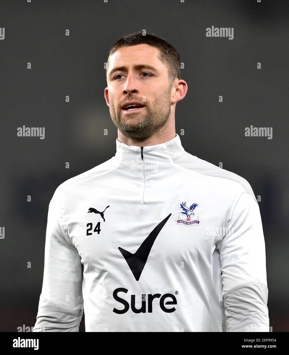 Gary Cahill of Crystal Palace before  the Premier League match between Brighton and Hove Albion and Crystal Palace at the American Express Community Stadium  , Brighton ,  UK - 22nd February 2021 Editorial use only. No merchandising. For Football images FA and Premier League restrictions apply inc. no internet/mobile usage without FAPL license - for details contact Football Dataco Stock Photo