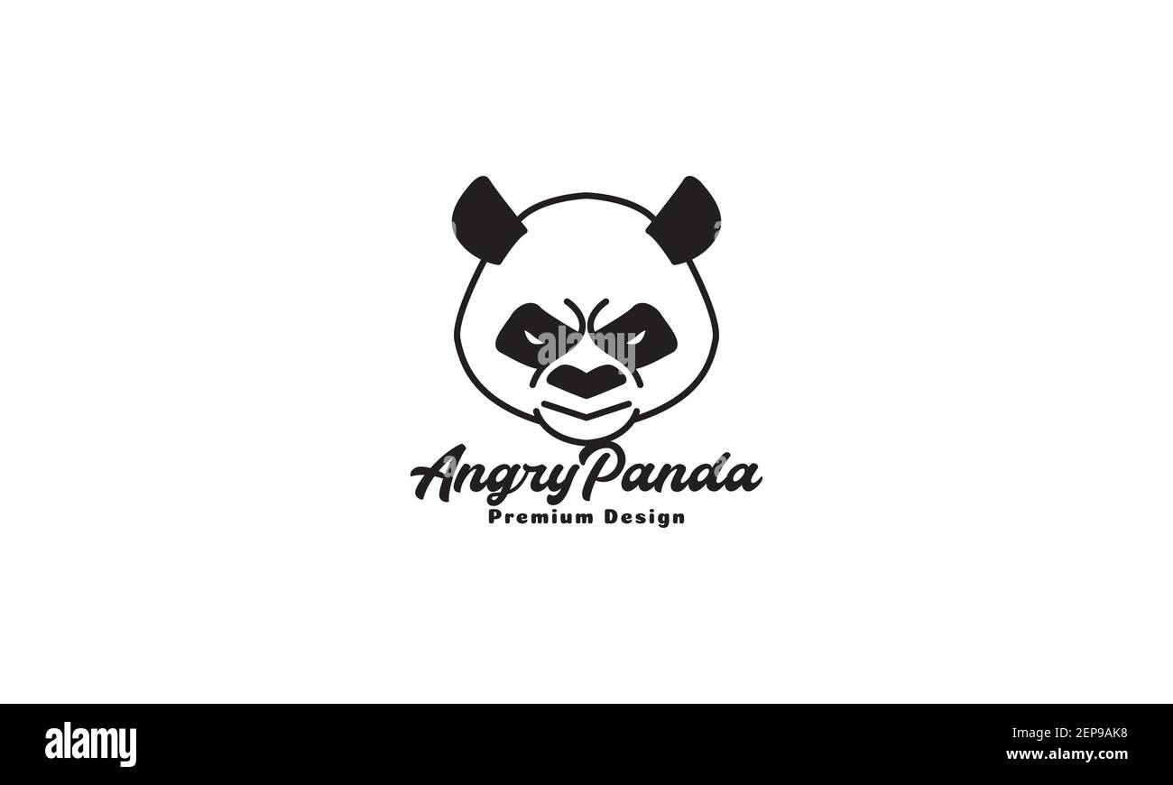 head cartoon angry panda logo design vector icon symbol illustration Stock Vector