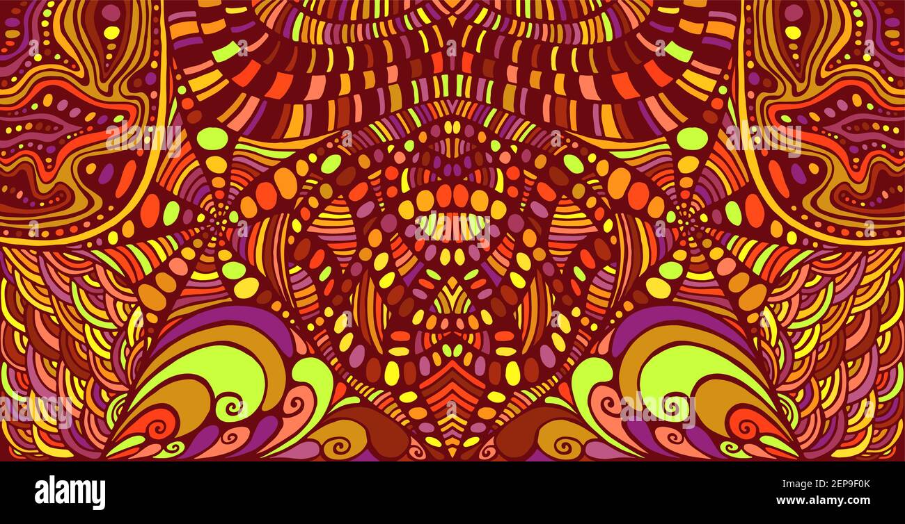 Intricate shamanic psychedelic mirror pattern with colorful maze many ...