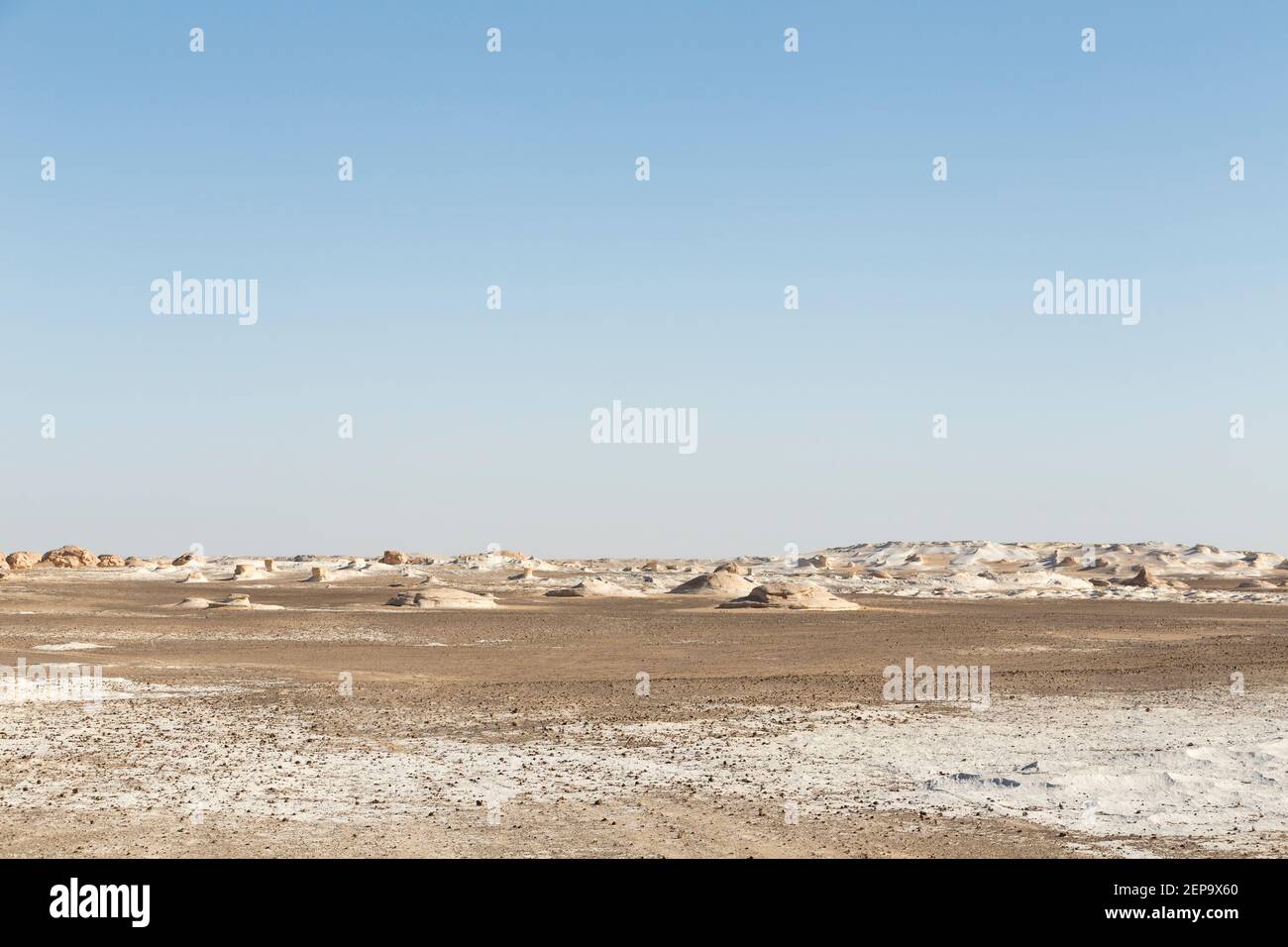 View over the white desert, Western Libyan desert, Egypt Stock Photo