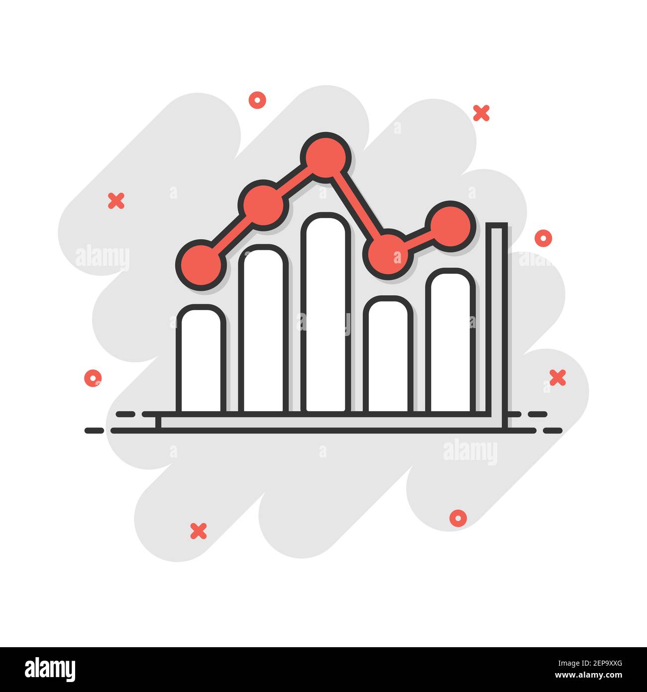 Vector cartoon business graph icon in comic style. Chart sign ...