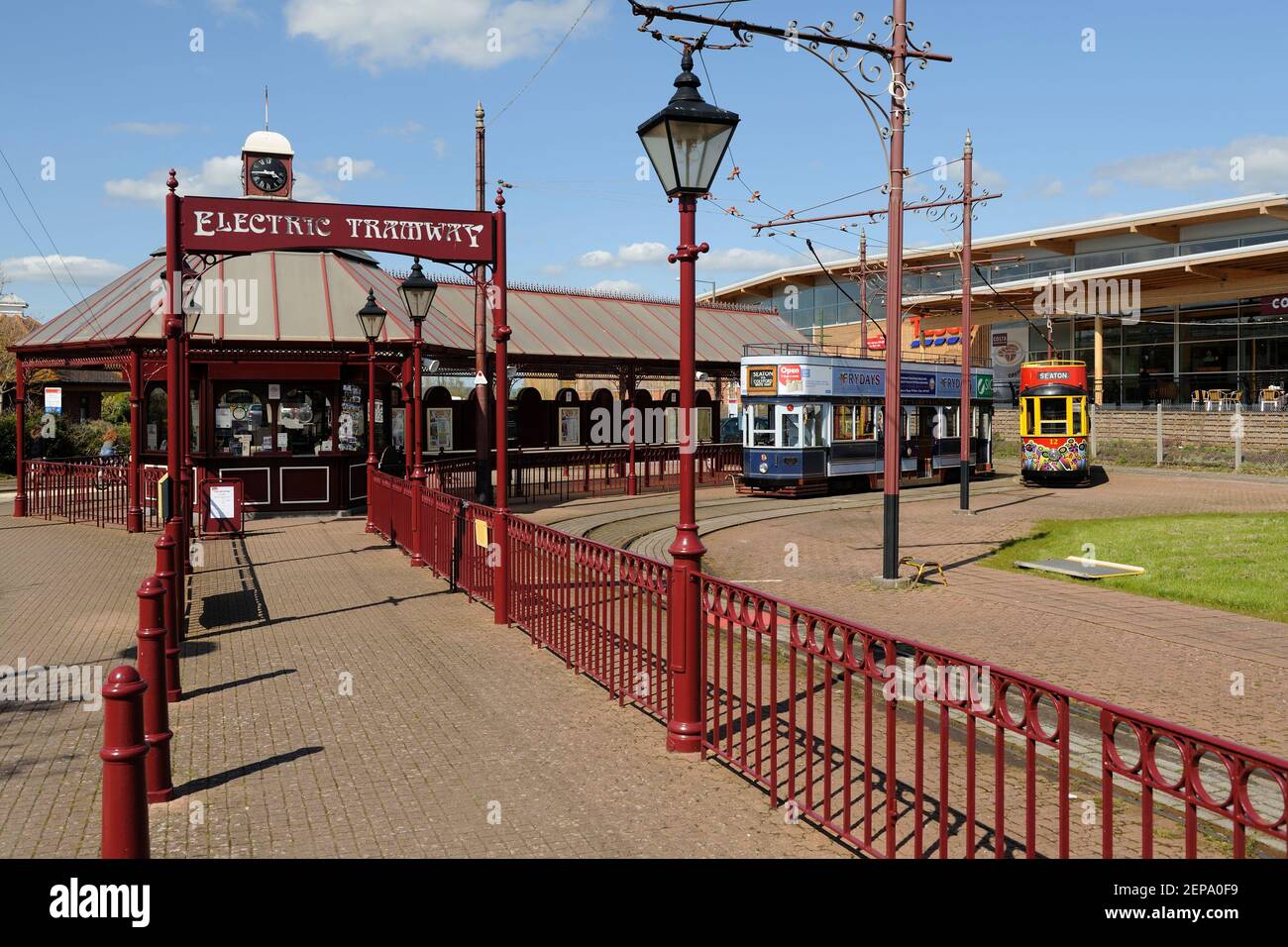 Entrance to the Electric Tramway at Seaton, East Devon, UK. Stock Photo