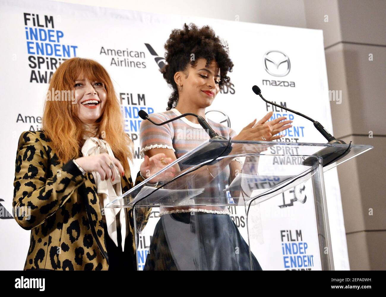 (L-R) Natasha Lyonne and Zazie Beetz announcing the nominees at the