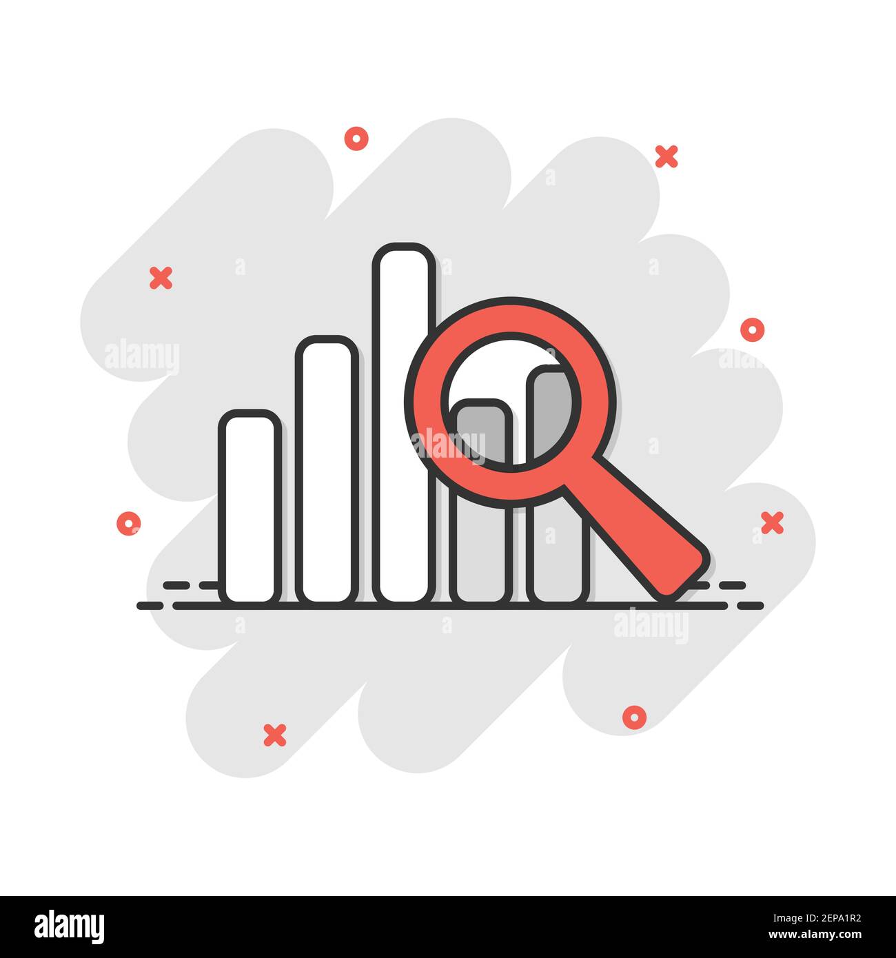 Vector cartoon business graph icon in comic style. Chart sign ...