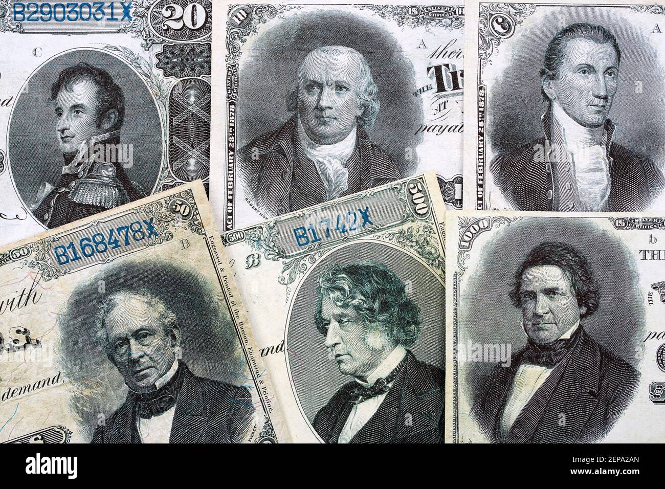 Silver Certificates - USA currency issued in 1880 Stock Photo