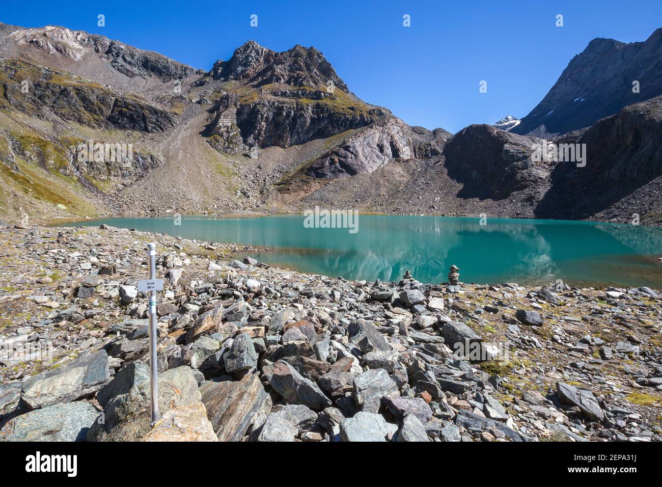 Eissee alpine lake. Timmeltal. Hohe Tauern National Park. Austrian Alps. Europe. Stock Photo