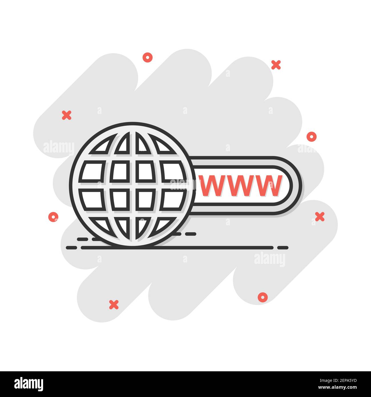 Vector cartoon go to web icon in comic style. Globe world sign