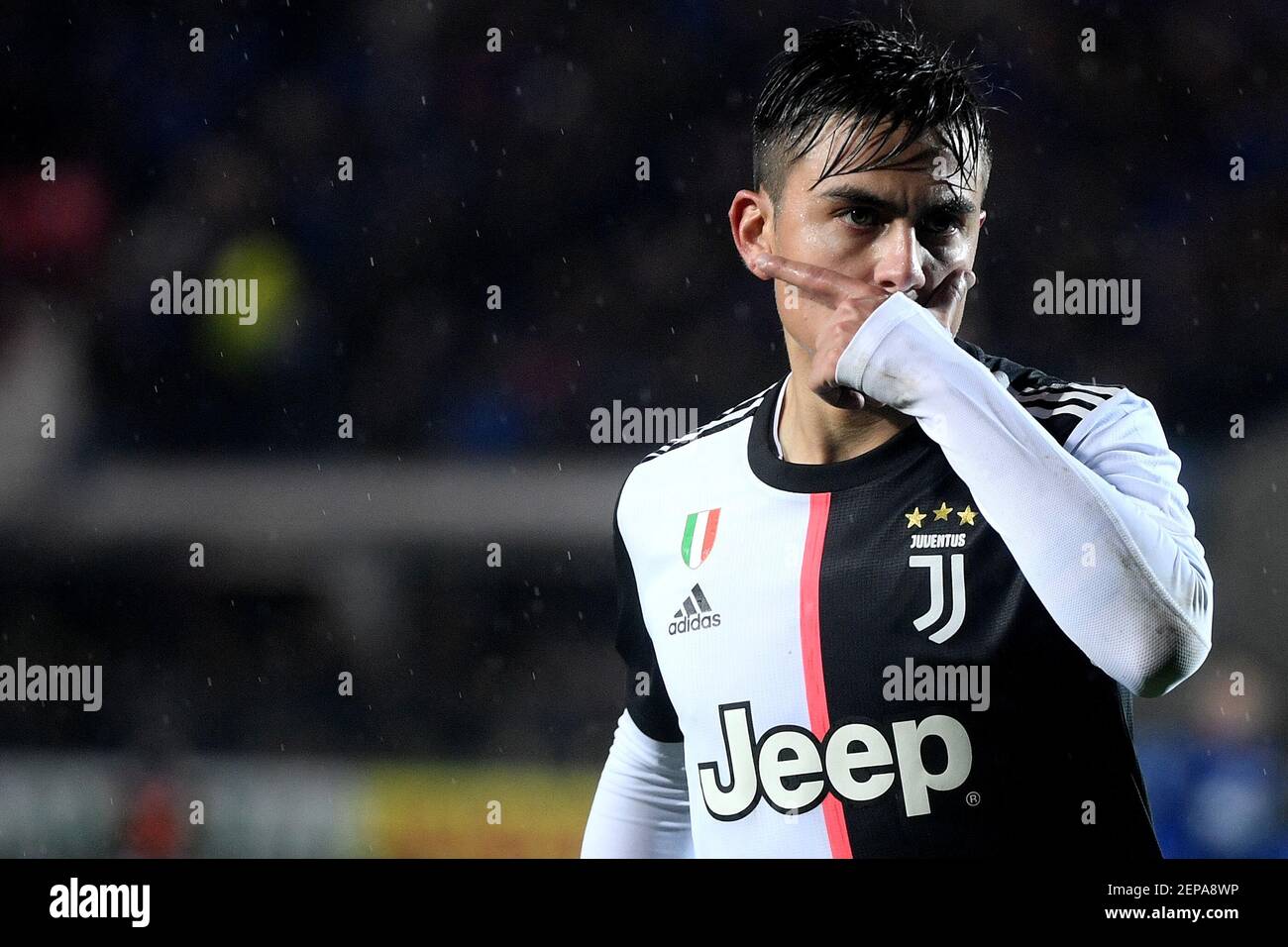 Paulo Dybala of Juventus celebrates with the mask after scoring the goal of  1-3 Bergamo 23/11/2019 Stadio Atleti Azzurri d'Italia Football Serie A  2019/2020 Atalanta BC - Juventus FC Photo Federico Tardito /