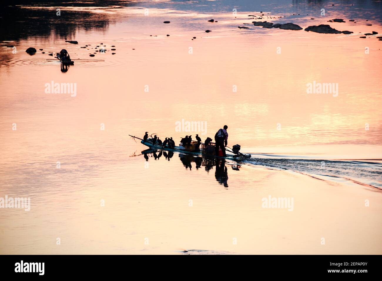 Jiangxi ,CHINA-Sunset scenery of the Quanjiang river in Suichuan county ...