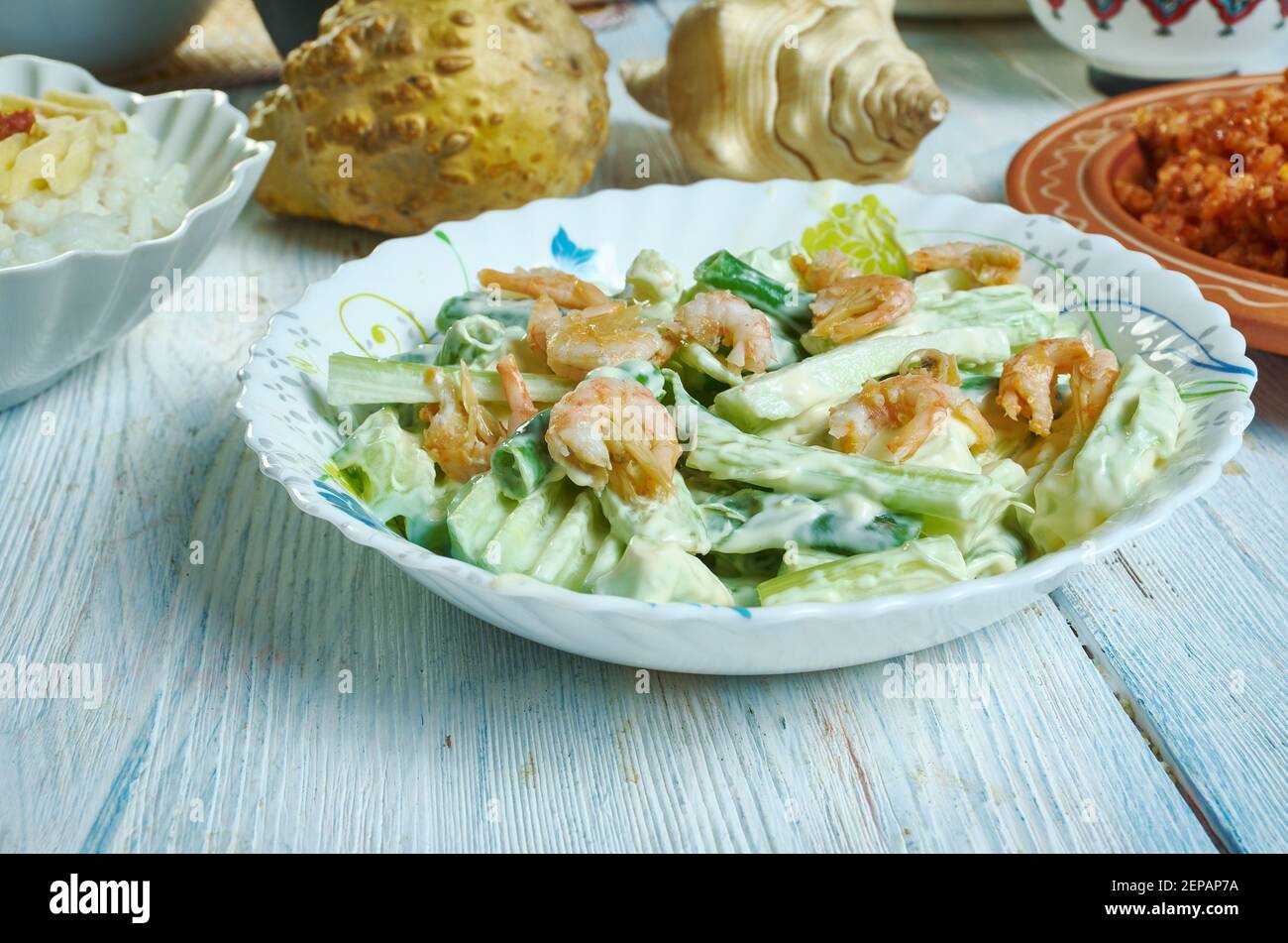 Creamy Shrimp, Cucumber and Celery Salad close up Stock Photo - Alamy