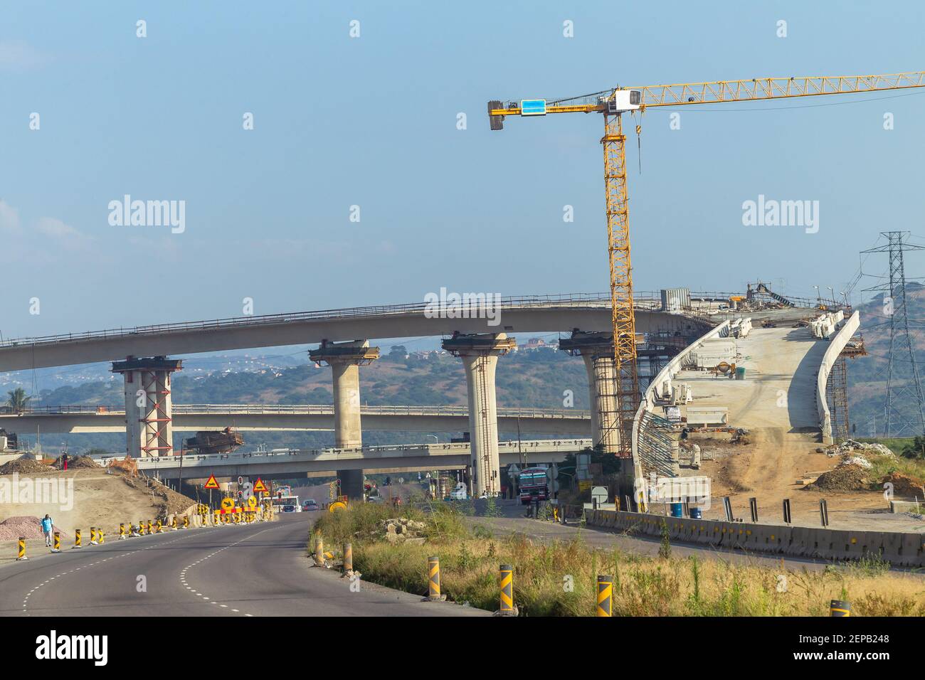 Construction of new civil engineering vehicle highway junction cross