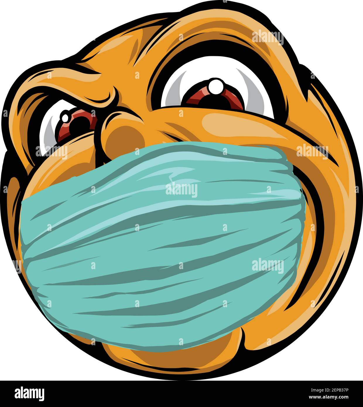 smile Face with Medical Mask cartoon vector illustration Stock Vector