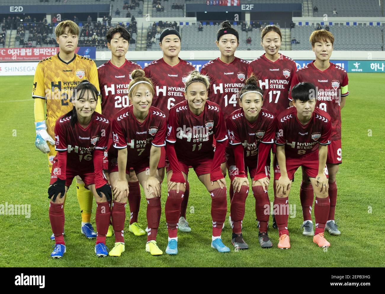 26 November 2019 - Yongin, South Korea : Incheon Hyundai Red Angels team during the Women's Club Championship 2019 - FIFA/AFC Pilot Tournament between Incheon Hyundai Steel Red Angels (S, Korea)