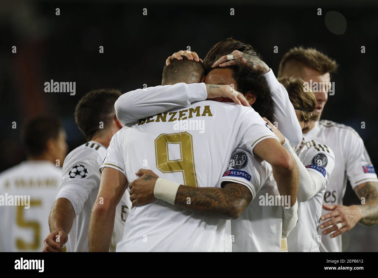 Real Madrid CF's Karim Benzema celebrates after scoring a goal during ...