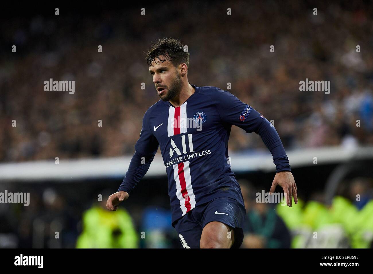 Juan Bernat Of Paris Saint Germain In Action During The Uefa Champions League Match Between Real Madrid And Paris Saint Germain Fc At Santiago Bernabeu Stadium Final Score Real Madrid 2 2 Paris Juan Bernat Of Paris Saint Germain In Action During The Uefa Champions League Match Between Real Madrid And Paris Saint Germain Fc At Santiago Bernabeu Stadium Final Score Real Madrid 2 2 Paris