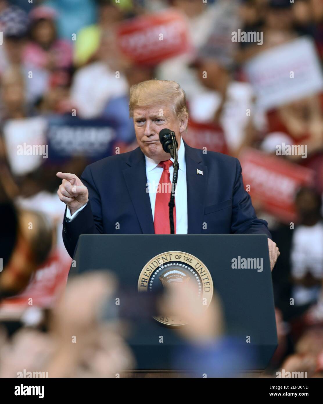 U.S. President Donald Trump speaks during the Florida Homecoming rally ...