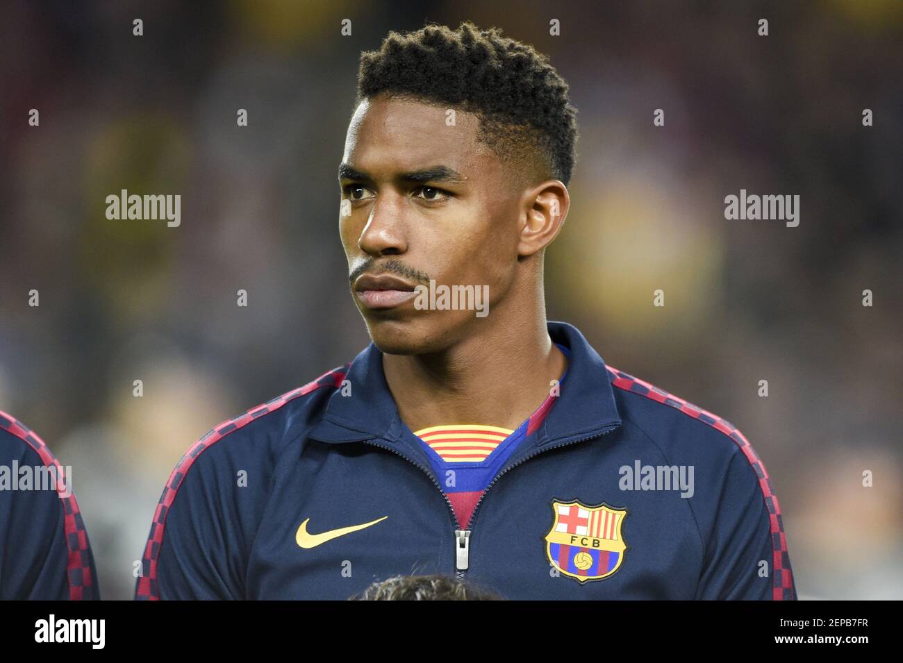 Junior Firpo of Barcelona during the UEFA Champions League Group F match between FC Barcelona and Borussia Dortmund at Camp Nou Stadium in Barcelona, Spain on November 27, 2019 (Photo by Andrew Surma / SIPA USA) Stock Photo