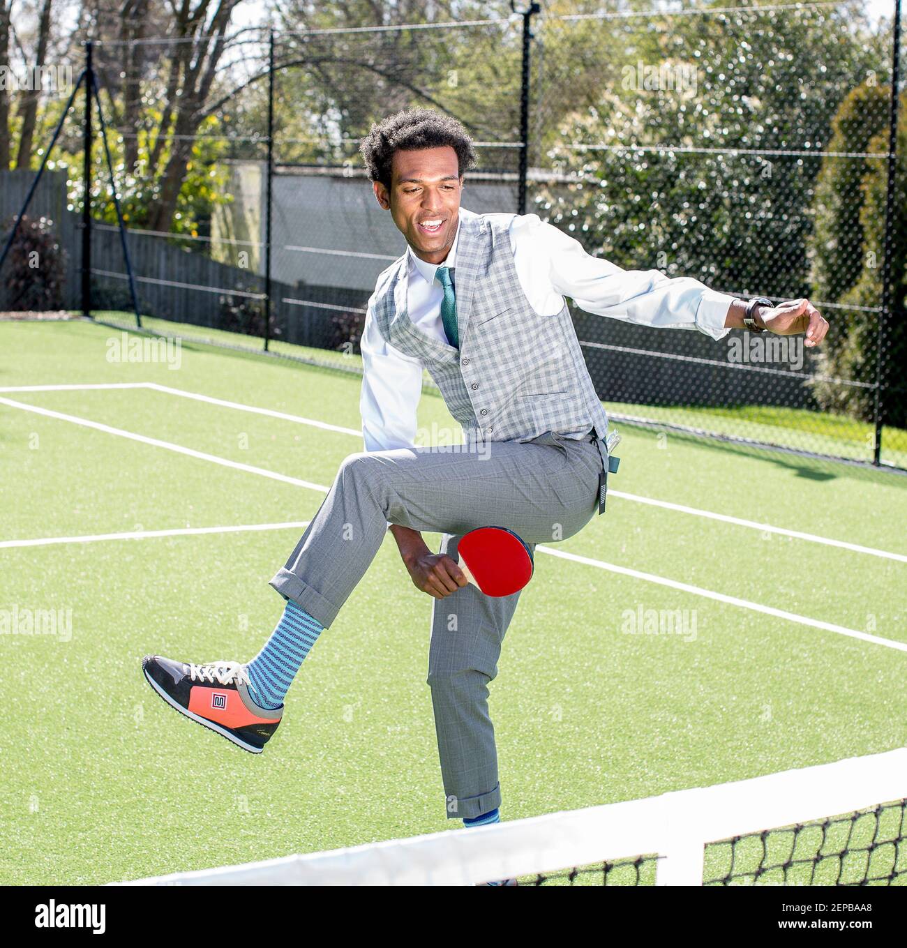 Tennis court fashion story with to models Stock Photo Alamy