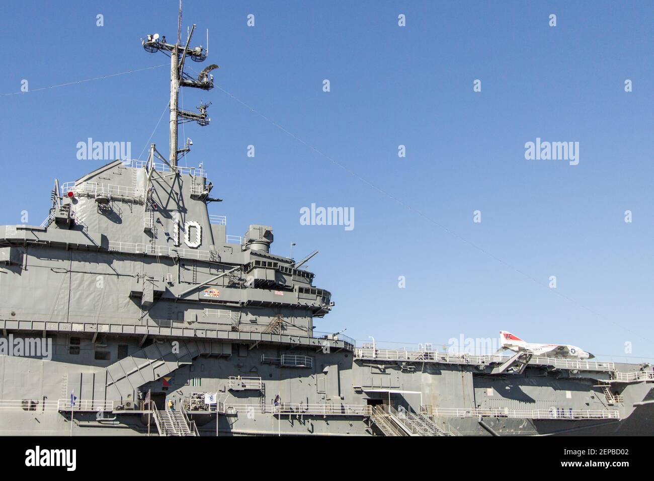 Mount Pleasant, South Carolina, USA - February 21, 2021 - The USS Yorktown aircraft carrier now operates as a museum and memorial at Patriots Point. Stock Photo