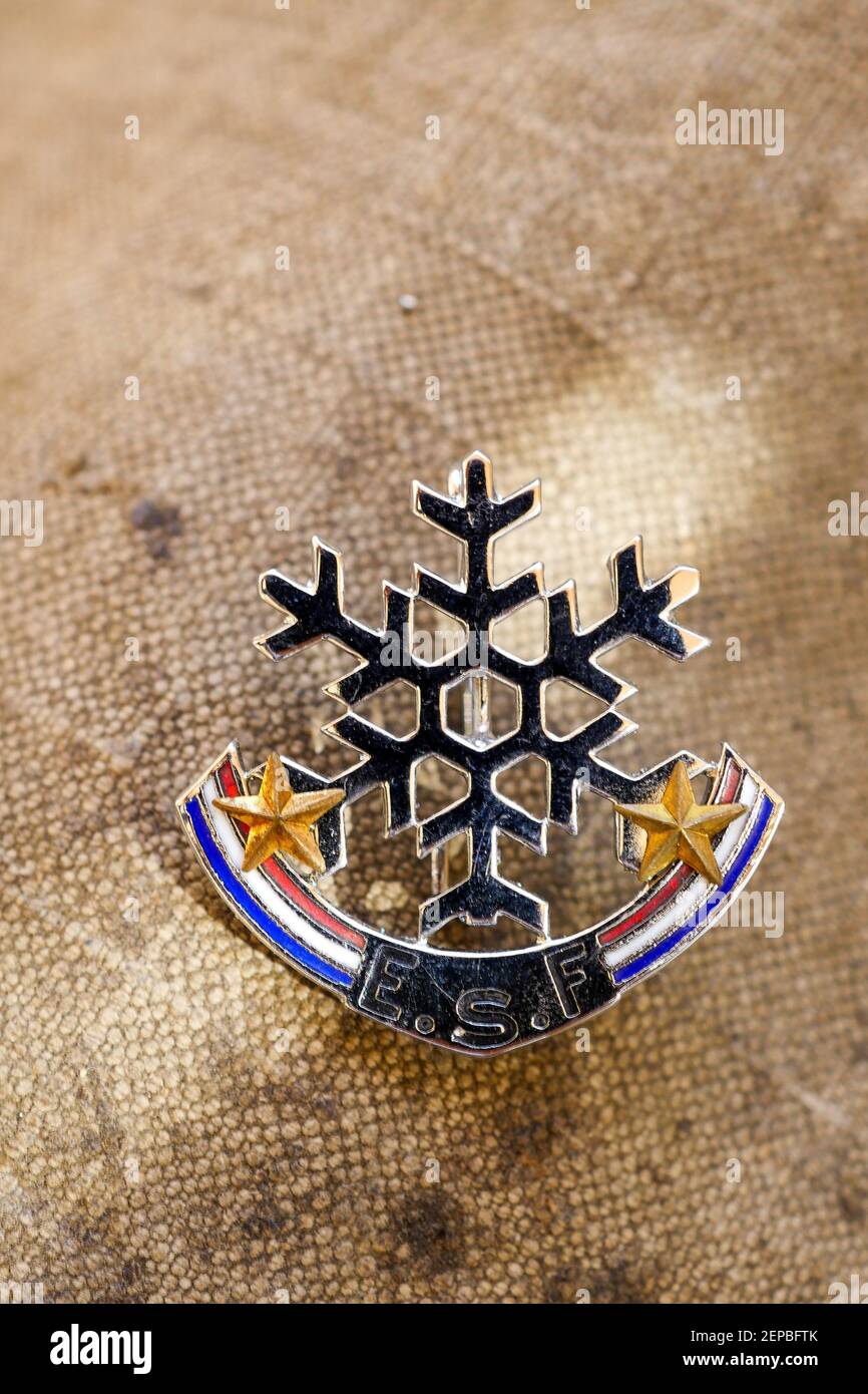 French ski School (ESF) medal, France Stock Photo - Alamy