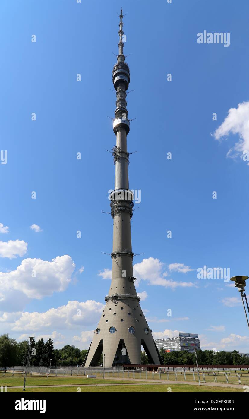 Ostankino television tower in Moscow, Russia. Standing 540.1 meters