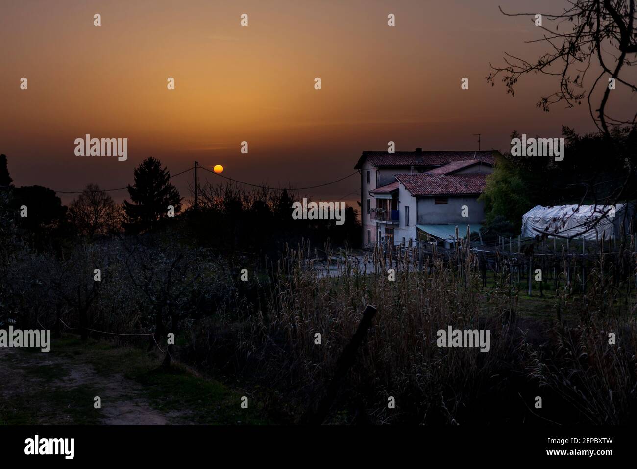 Typical Italian house at sunset Stock Photo