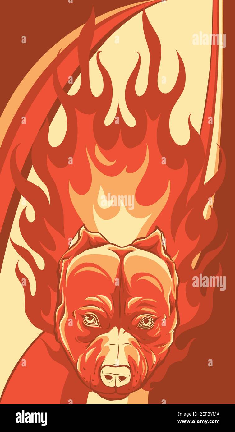 head of Bull Dog with Flame vector Stock Vector
