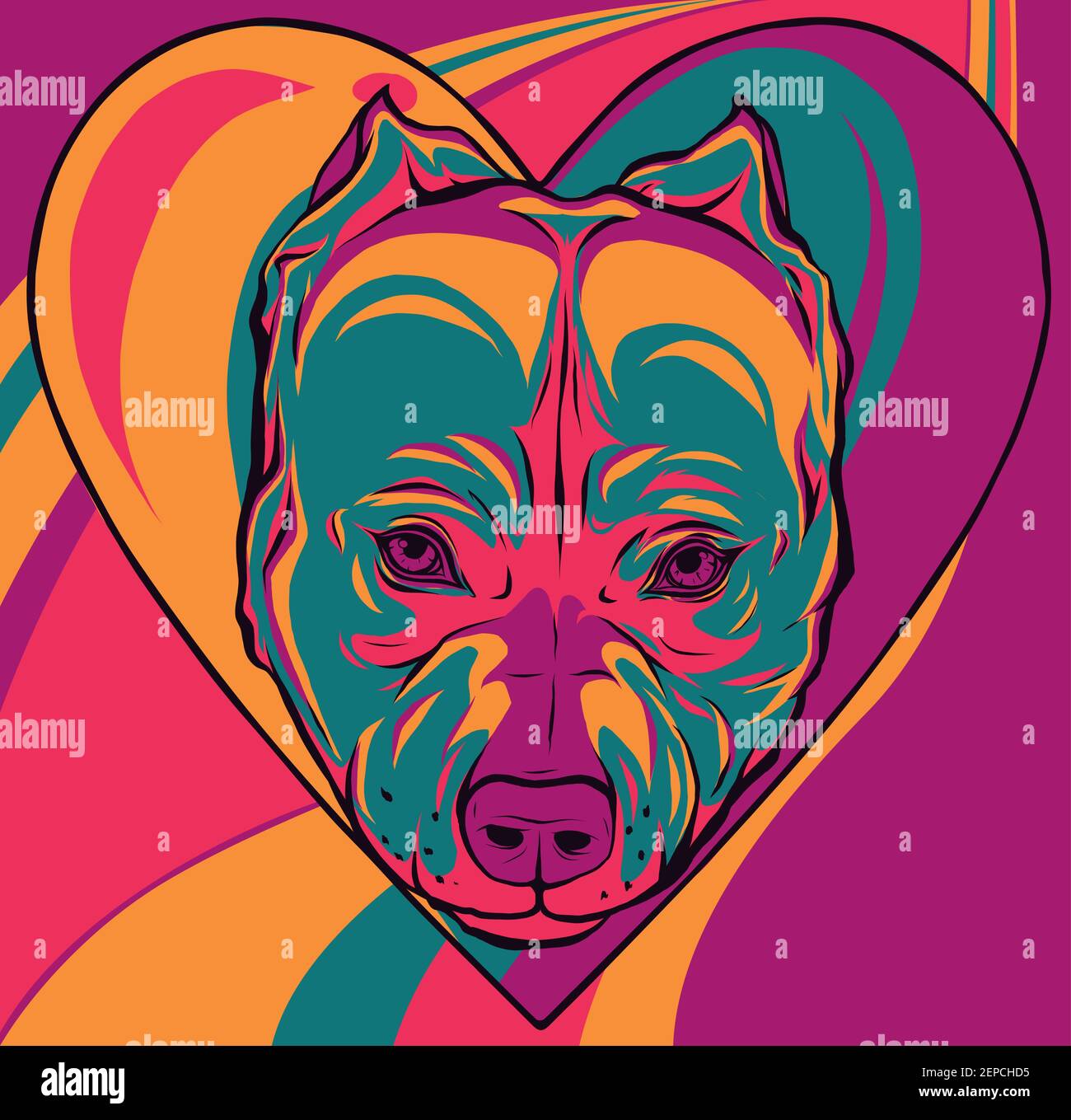 pitbull head dog in heart vector illustration Stock Vector Image & Art ...