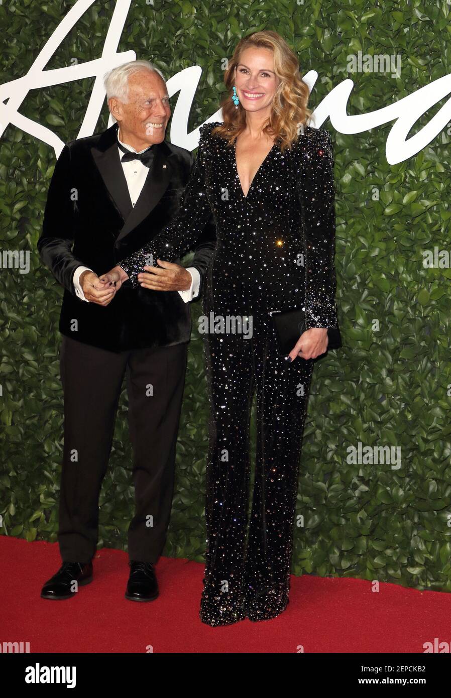 Giorgio Armani and Julia Roberts on the red carpet during The