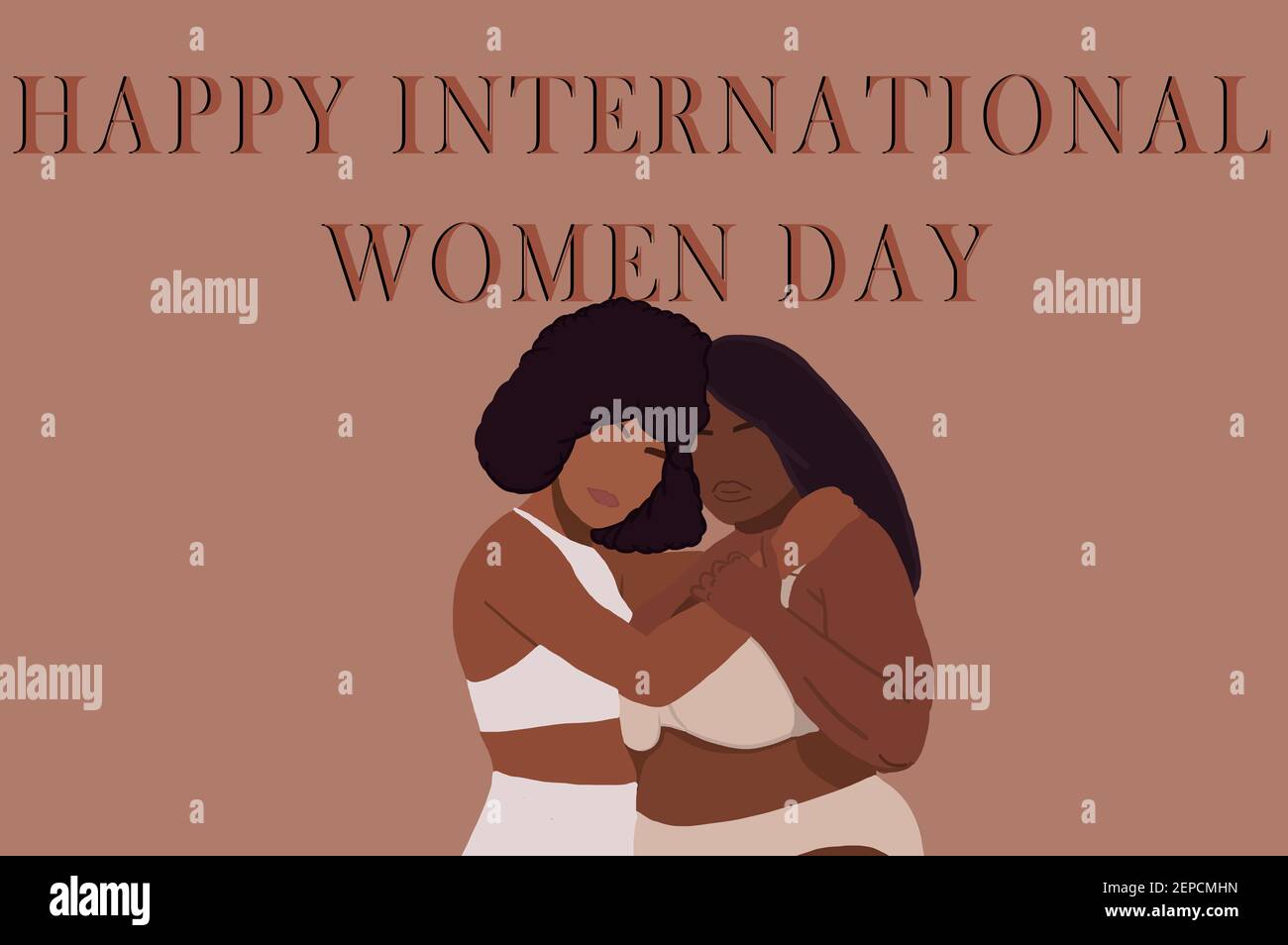 Illustration black women haging each other celebrating ...