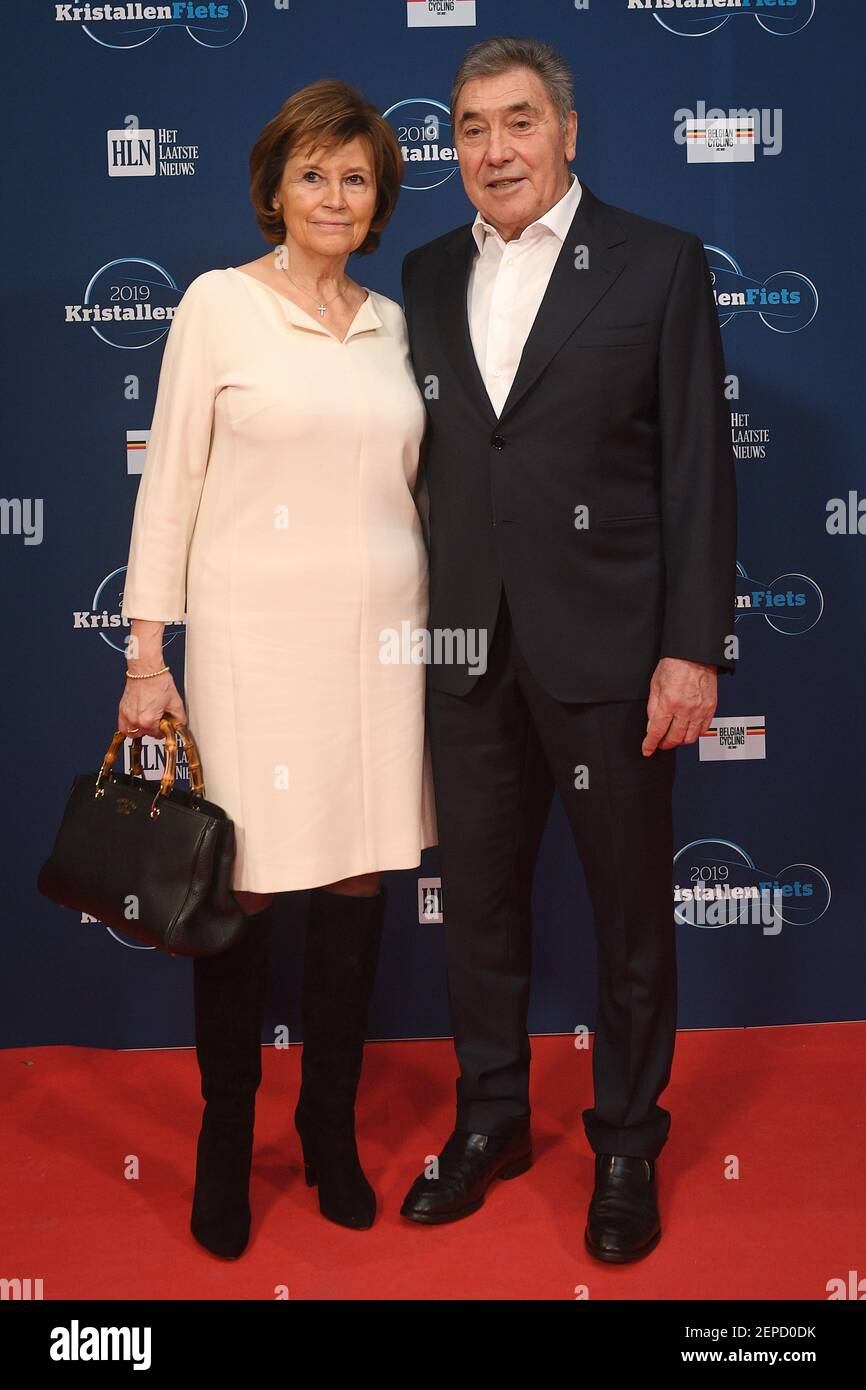 Former Belgian cyclist Eddy Merckx and his wife Claudine pictured during  the 28th edition of the 'Kristallen Fiets' (Crystal Bike - Velo de Cristal)  award ceremony for the best cyclist of the