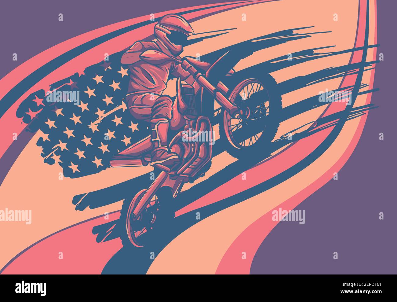 motocross rider ride the motocross bike vector illustration Stock Vector