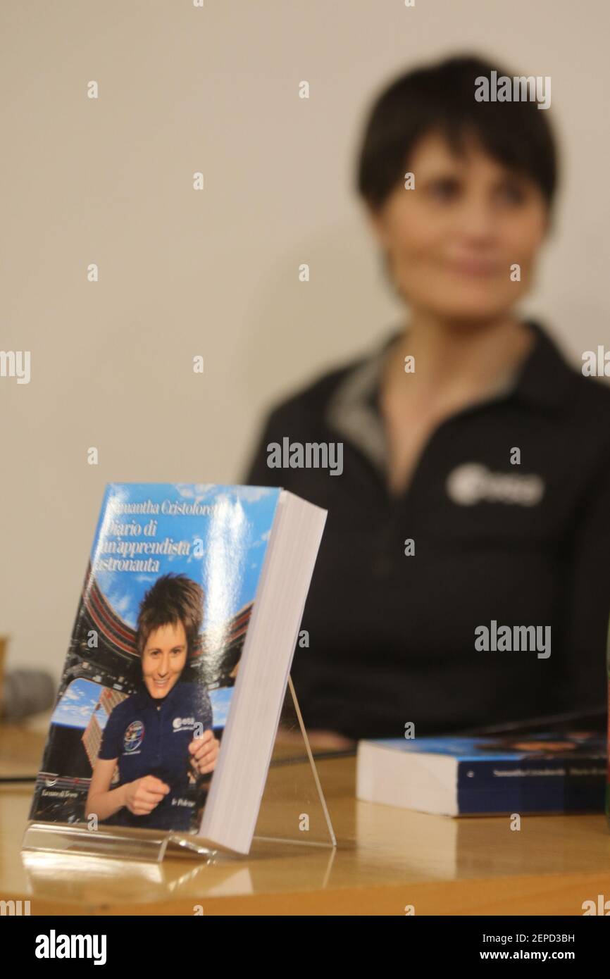 Samantha Cristoforetti, ESA astronaut and Aeronautica Militare Italiana  (Italian Air Force) captain, crew member of the space mission ISS, attends  in Naples book titled DIARIO DI UN'APPRENDISTA ASTRONAUTA (La nave di  Teseo) (